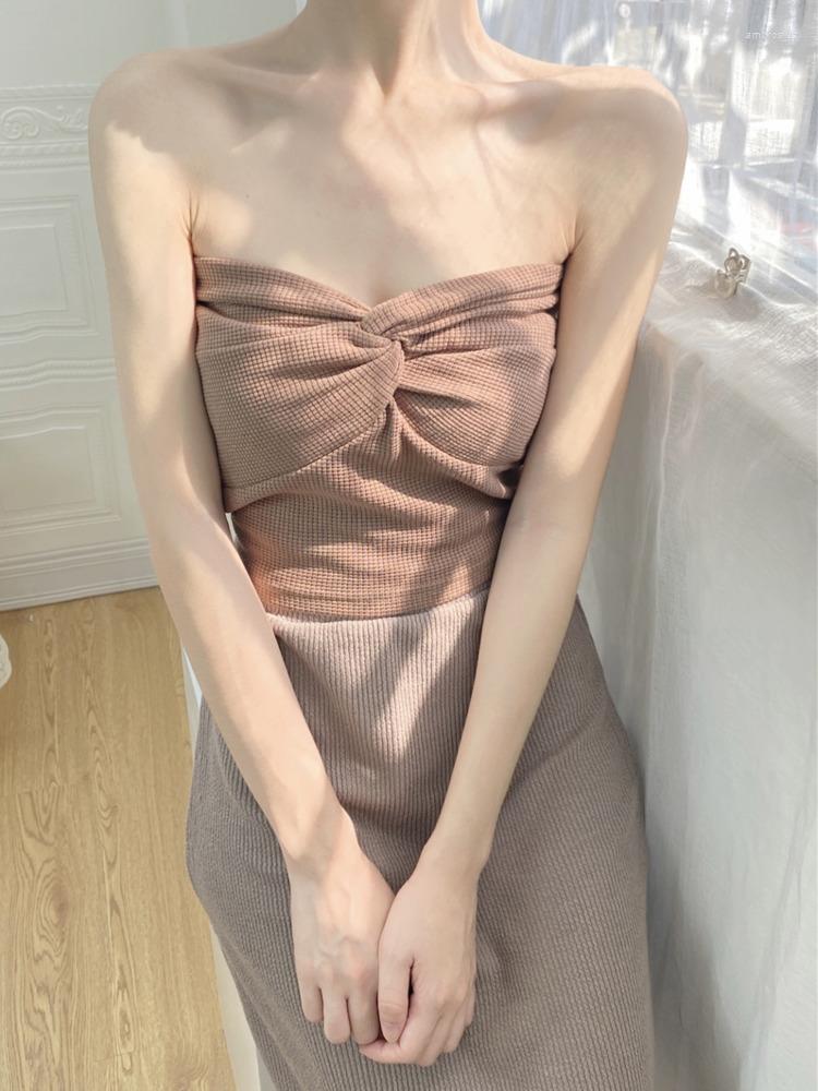 

Women's Tanks Fashion Autumn Sexy Lady Bottoming Wrapped Bra Elastic Casual Vest For Women Irregular Crossing Apricot Ruched Tank Tops BG1, Pink
