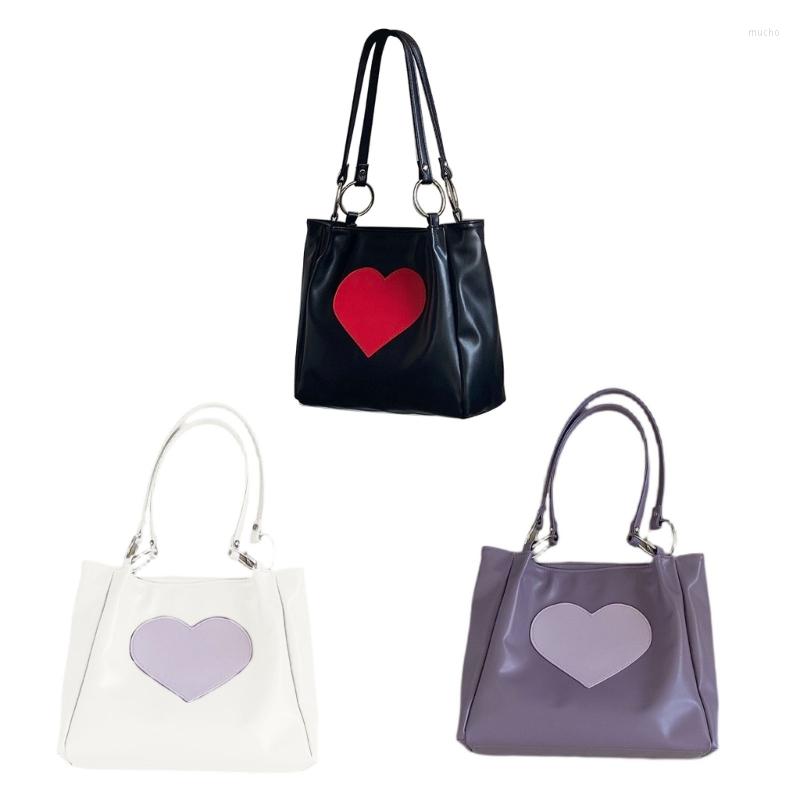 

Evening Bags 28GD Women's All-matching Top Handle Satchel Shoulder Bag Fashion PU Shopping Dating Cute Heart Lolita-Tote, Purple