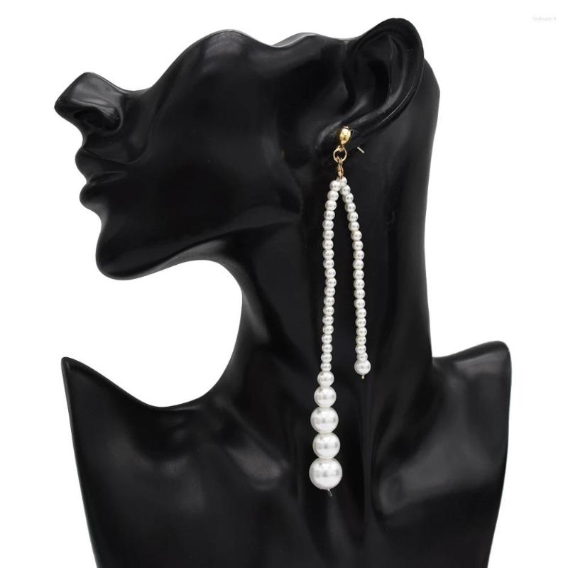 

Dangle Earrings Korean Simulated Pearl Bridal Wedding Drop White Grey Color Long Tassel European Statement Jewelry