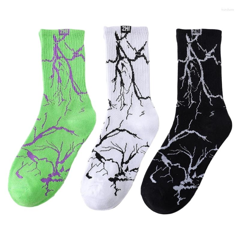 

Men's Socks Fashion Cotton Long Men Women Harajuku Striped Print Calf Streetwear, White