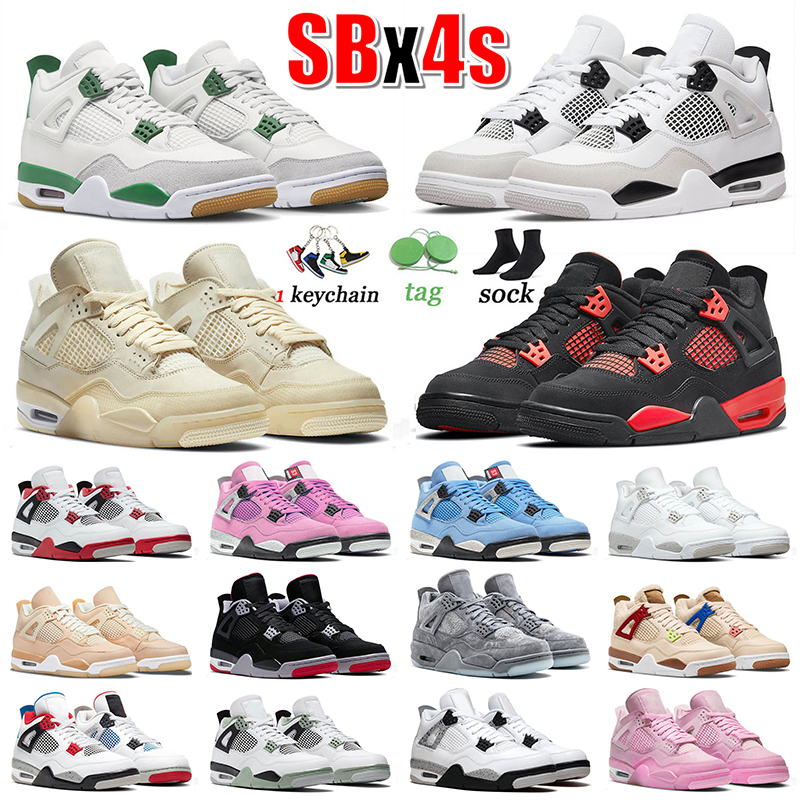 

High Quality 4s Basketball Shoes Jumpman 4 Men Women Sneakers Pine Green Military Black Cat Red Thunder Sail Bred Kaws Grey Seafoam White Cement Trainers Outdoor 36-47, A8 midnight navy 40-47