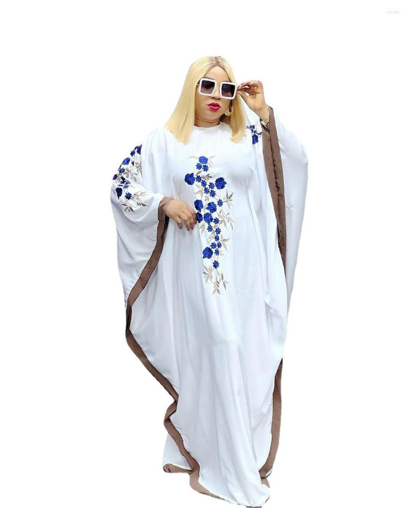 

Ethnic Clothing 2023 Summer Elegant African Women Long Sleeve O-neck Plus Size White Polyester Dress Maxi Dashiki Dresses