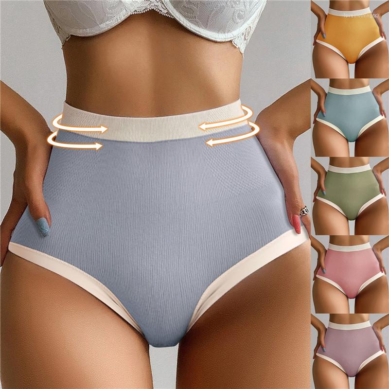 

Women's Panties High Waist Large Size Seamless Belly Underwear Women Cotton Crotch Briefs Body Shaping Sexy Lingerie, Blue