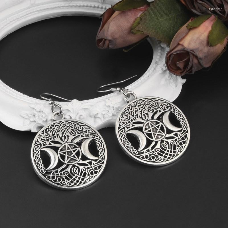 

Dangle Earrings Gothic Dark Style Triple Moon Goddess Pendant Wicca Witchy Goth Jewellery For Women Mystical Drop