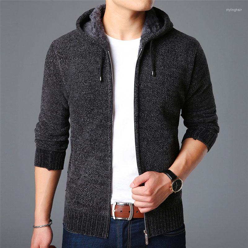 

Men's Sweaters 2023 Fashion Brand Men Cardigan Hooded Slim Fit Jumpers Knitting Thick Warm Winter Korean Style Casual Clothing, Black