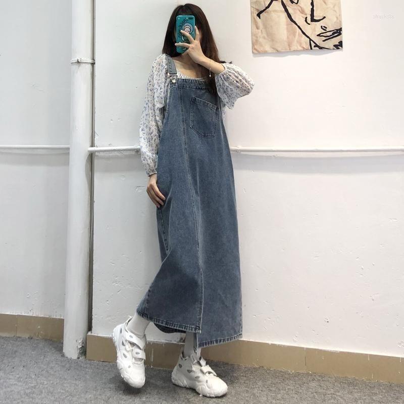 

Casual Dresses Denim Strap Dress For Women 2023 Female Party Plus Size Long, Blue