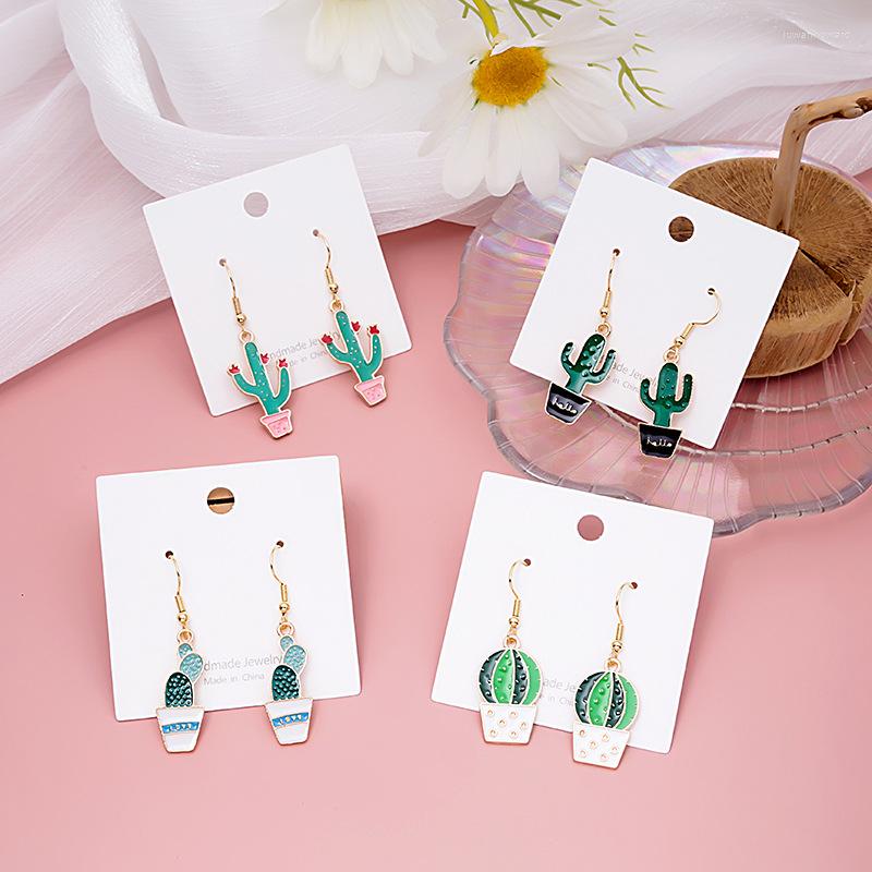 

Dangle Earrings Cute Cactus Drop For Women Girls Funny Korean Metal Green Plant Cartoon Fashion Jewelry Wholesale Gift