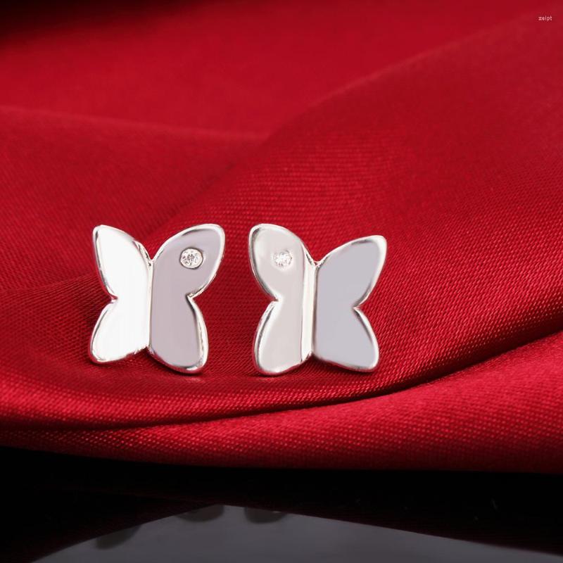 

Stud Earrings 925 Sterling Silver Fashion Jewelry Elegant Woman Charm Crystal Butterfly Ear Studs Trendsetter Christmas Gifts