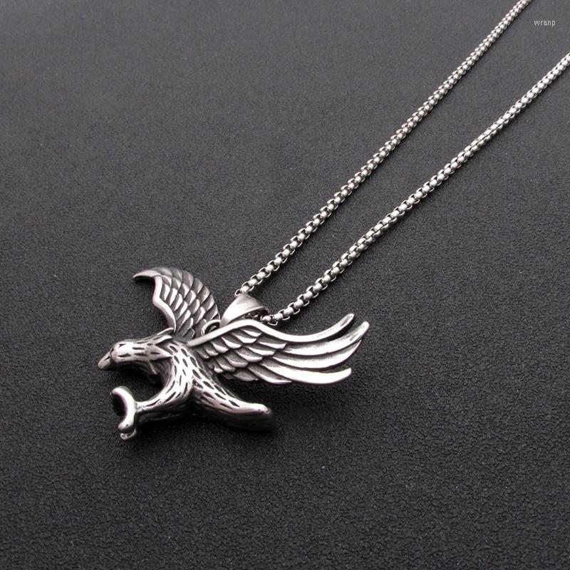 

Pendant Necklaces Punk 316L Stainless Steel Silver Color Black Eagle Hawk Biker Animal Charm Jewelry