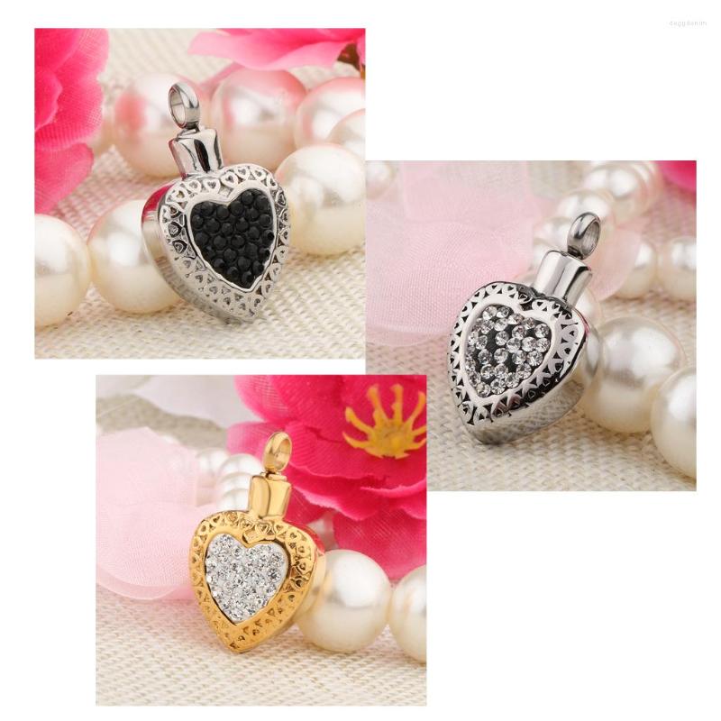 

Pendant Necklaces Rhinestone Love Heart Cremation Keepsake Urn Stainless Steel Charms Jewelry Making