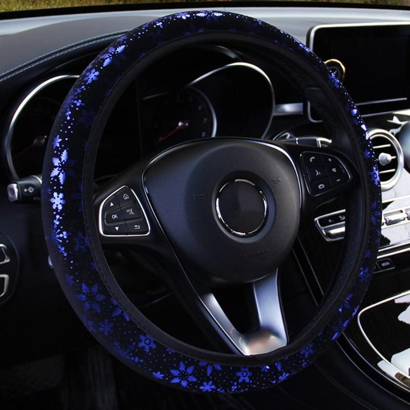 

Steering Wheel Covers Snowflakes Car Fit 15 Inch Anti-Slip Protector Cover Stretch-On Automotive SUV Sedans