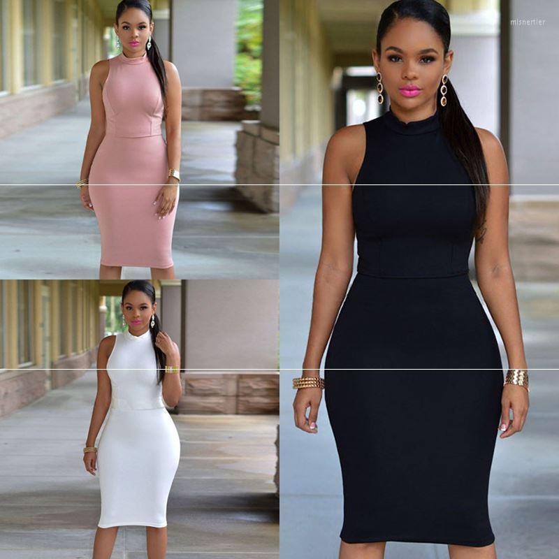 

Casual Dresses Dress Women's Fashion Sexy Solid Round Neck Tight Bodycon Evening Vestidos De Mujer, Black