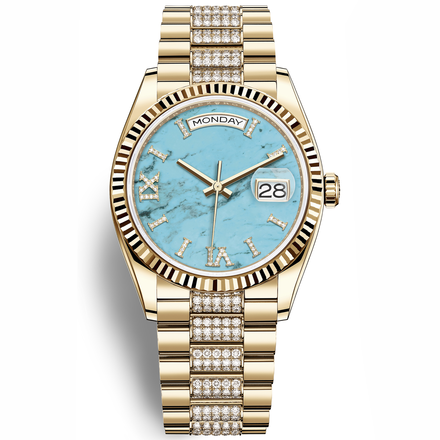 

4 model Best selling unisex watch 128238 women's watch 36mm turquoise color dial Roman diamond 2813 automatic gold stainless steel watchband sapphire glass watches