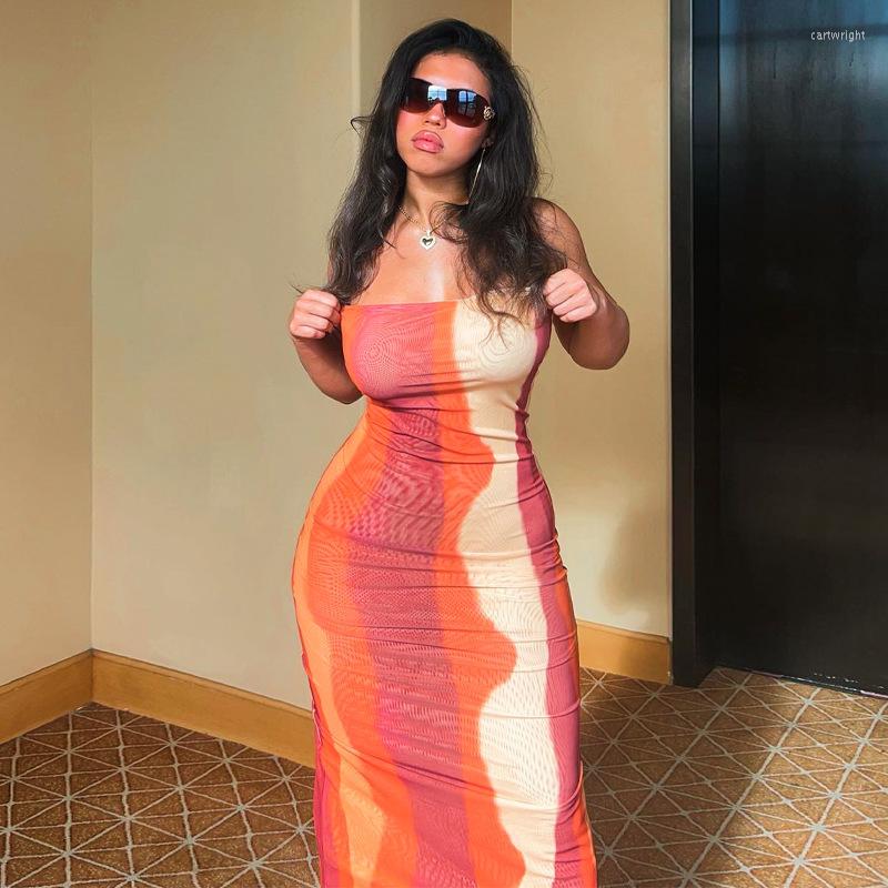 

Casual Dresses European-American Summer Women' Mesh Stitching Tie-Dye Print Temperament Slim Wrap Dress, Multi