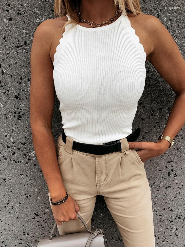 

Women' Blouses Solid Color Ribbed O-Neck Women Sleeveless Shirt Tops Elegant Summer Pullovers Slim Lady Blouse Casual Femme Streetwear, 01 creamy-white