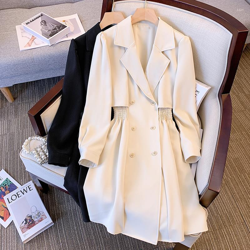 

Women's Trench Coats Woman Winter 2023 Fashion Lapel Elastic Waist Women's Mid Coat For Women Overcoat Female Windbreaker, Beige