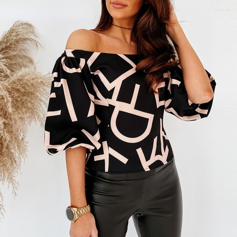 

Women' Blouses Women' Tops Strapless Color Block Lantern Sleeve Long, Black