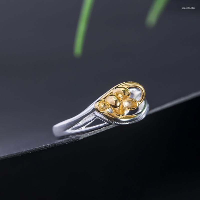 

Cluster Rings S925 Sterling Silver Fashion Simple Orchid Ring Female Design Sense Niche Adjustable Opening Jewelry