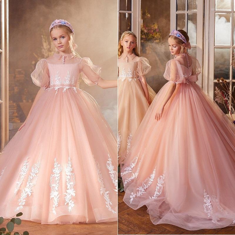 

Girl Dresses Puffy Flower Dress Princess Birthday First Communion Child Baby, Pink