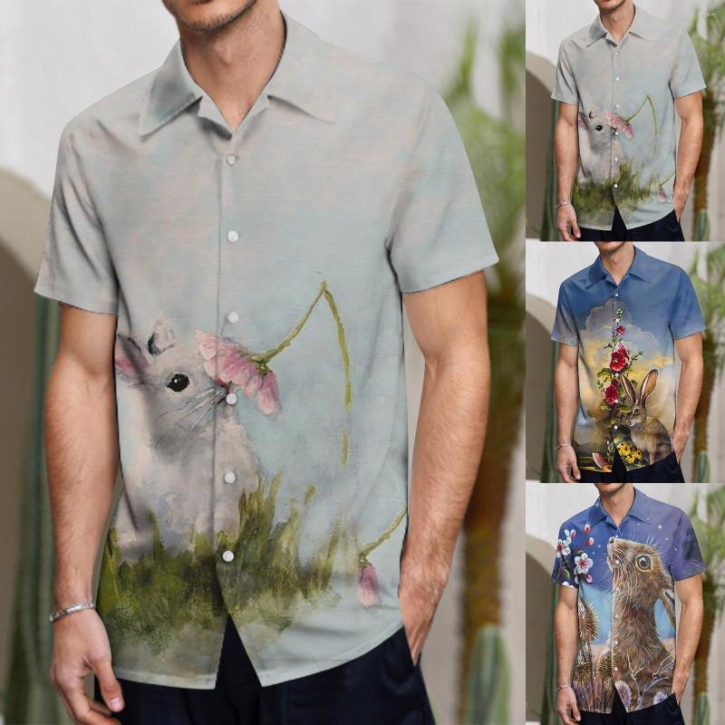 

Men's T Shirts Men's Fashion Casual Style 3D Digital Printed Button Lapel Short Sleeve Streetwear Party Beachwear Ethnic Cardigan, Black