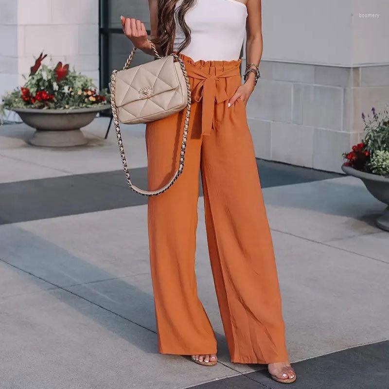 

Women' Pants 2023 Women' Spring And Summer Loose Pure Color Lace-up Casual Long Daily Street Trend, Black