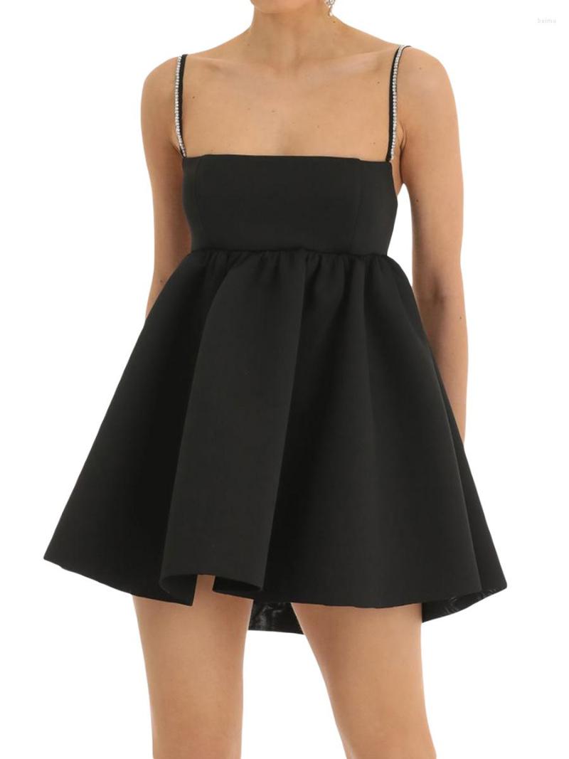 

Casual Dresses Women Mini Dress Cutout Backless Sexy Short Party Spaghetti Strap Lace Shiny Clubwear 2023 Cocktail, A-black