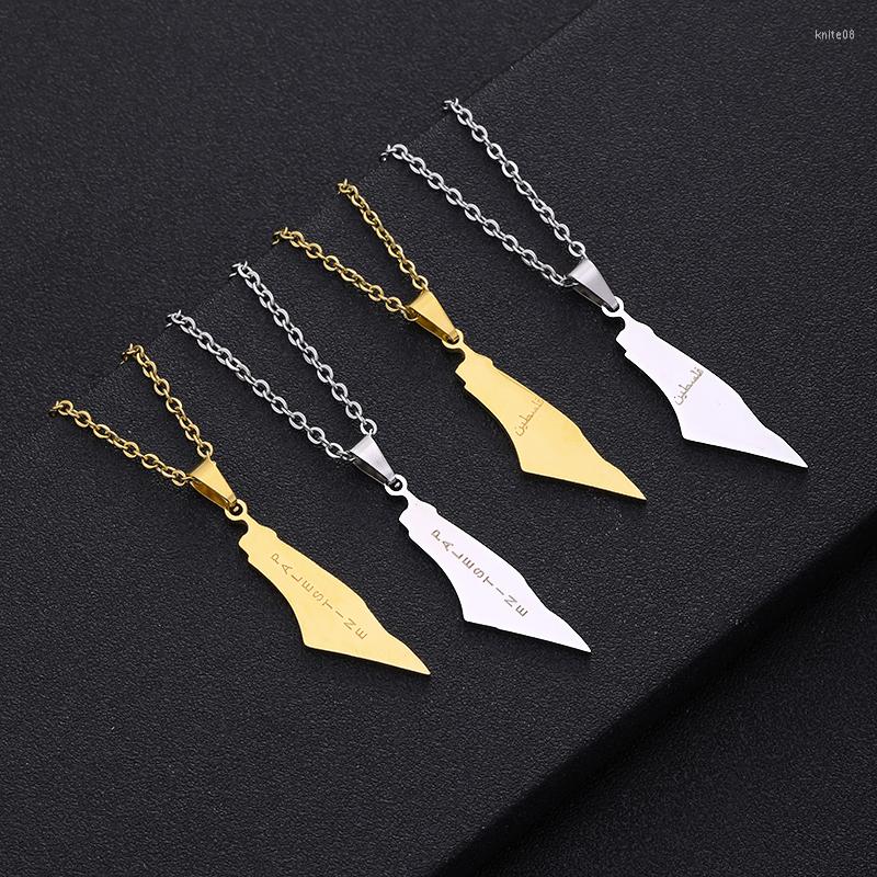 

Pendant Necklaces Arabic Palestine Map Stainless Steel Gold Silver Color Middle East Men Women Ethnic Jewelry Gift