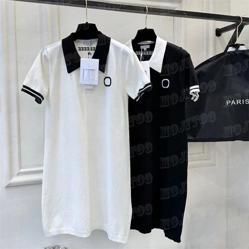 

Women Polo Dresses Letter Embroidery Girls College Style Dress Summer Casual Short Skirts For Party, Black