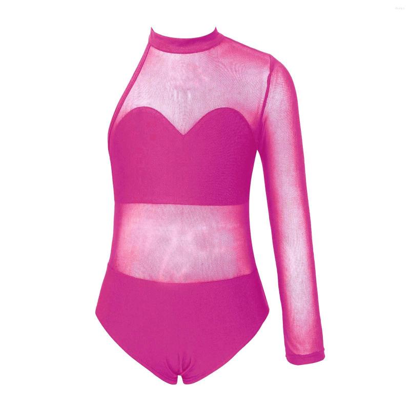 

Stage Wear Girls Leotard Ballet Bodysuit Kids Dancing Costume Performance Children Dance Leotards Mesh Gymnastic Jumpsuit Sportswear, Black