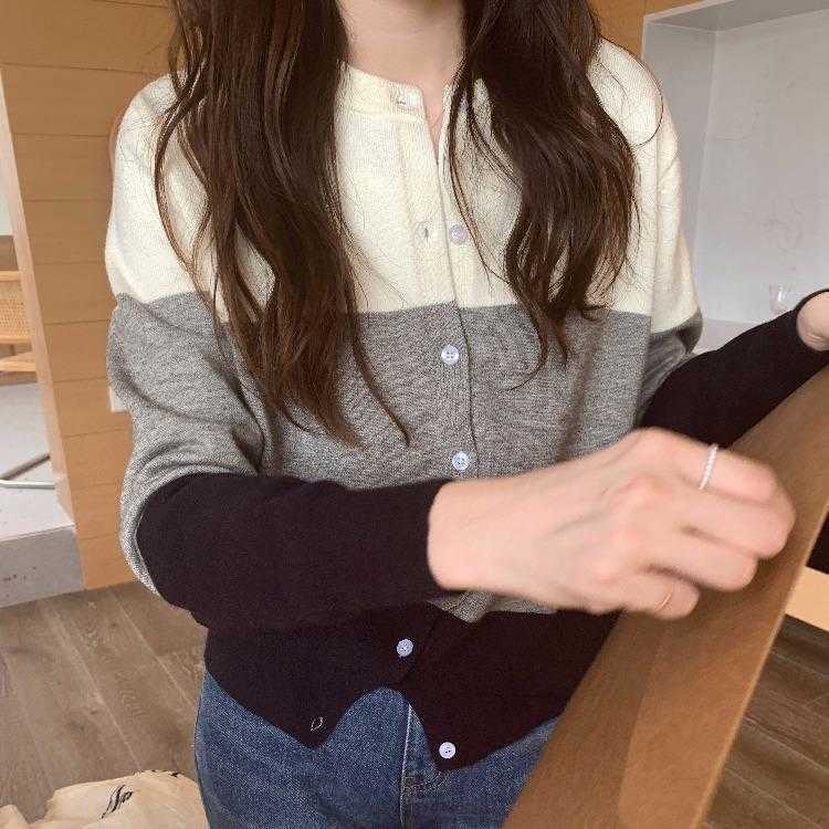 

Design Sense Niche Outerwear Sweater Womens Autumn Japanese Contrast Color, Pink