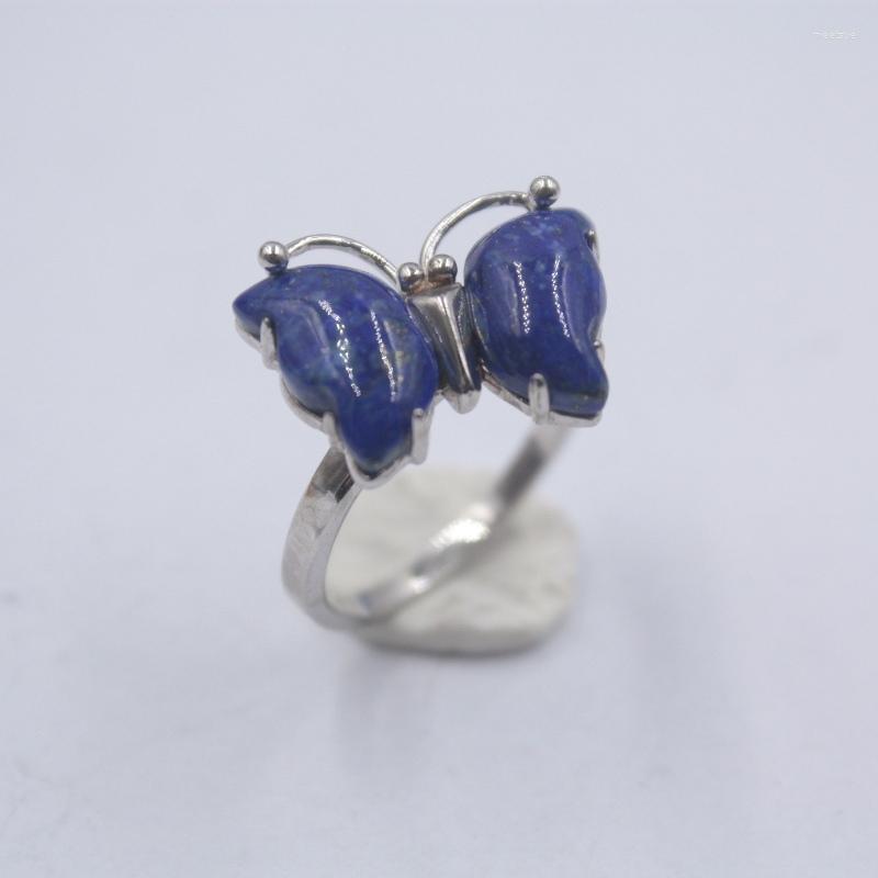 

Cluster Rings Solid S925 Sterling Silver Women Ring Lapis Lazuli Perfect Butterfly 14mmW US6-9