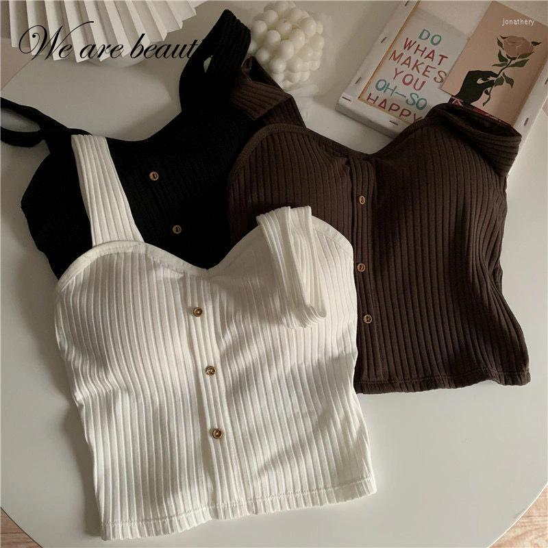 

Women's Tanks Crop Top Y2k Corset Summer Korean Fashion Tank 2023 Women's Clothing Knit Casual Basic Slim Vest Sweet Bra Tops Female, Black