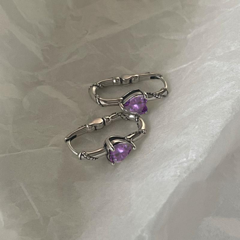 

Hoop Earrings Women's Retro Trend Heart Inlaid Zircon Copper Banquet Wedding Jewelry Gift