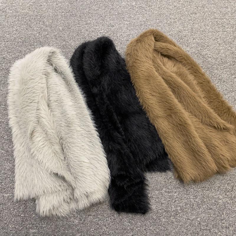 

Scarves 2023 Autumn And Winter Plush Knitted Fashion Warm Four Color Mid-length Scarf Women