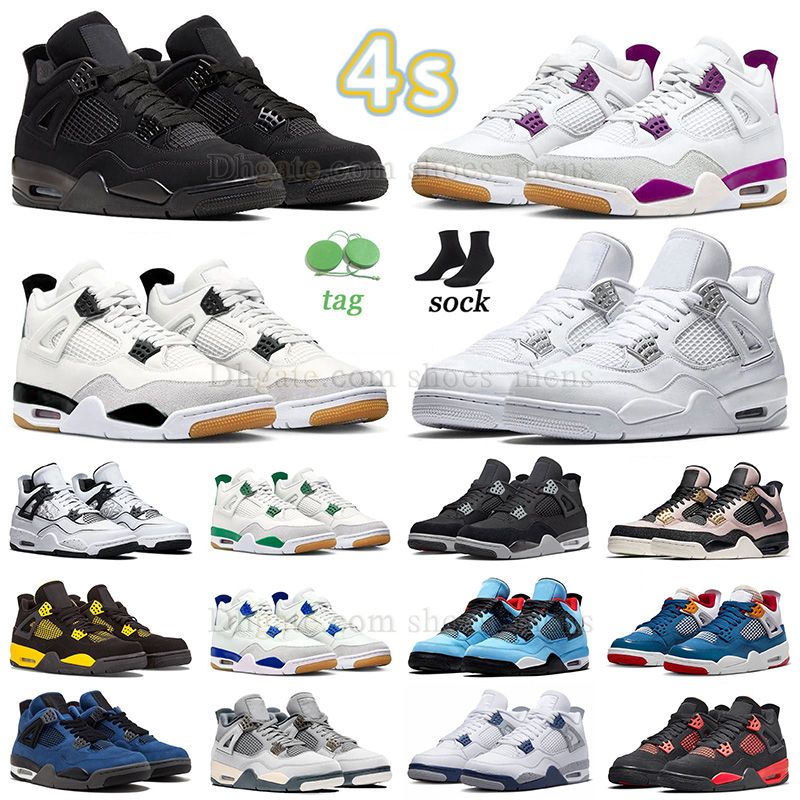 

new fashion jumpman 4 4s basketball shoes sb white cement sb purple black cat 4s pure money men women sneaker wild n out pe cauctus jack yellow thunder outdoor tainers, J23 40-47 union off noir