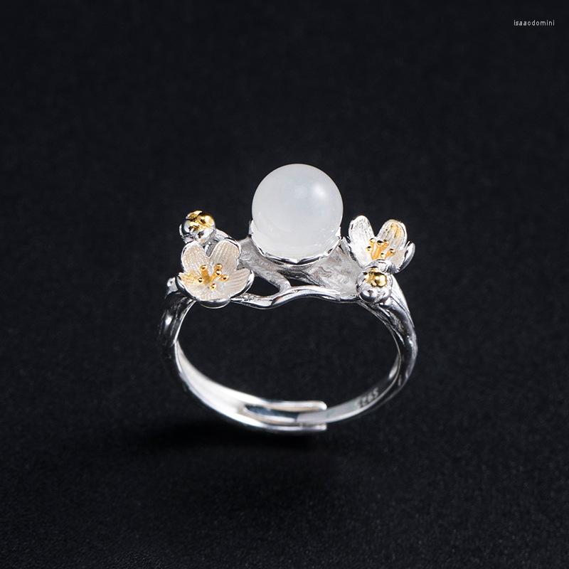 

Cluster Rings S925 Sterling Silver Women's Fashion Personality Chinese Style Hand-decorated Plum Blossom And Tianyu Open Ring Gift