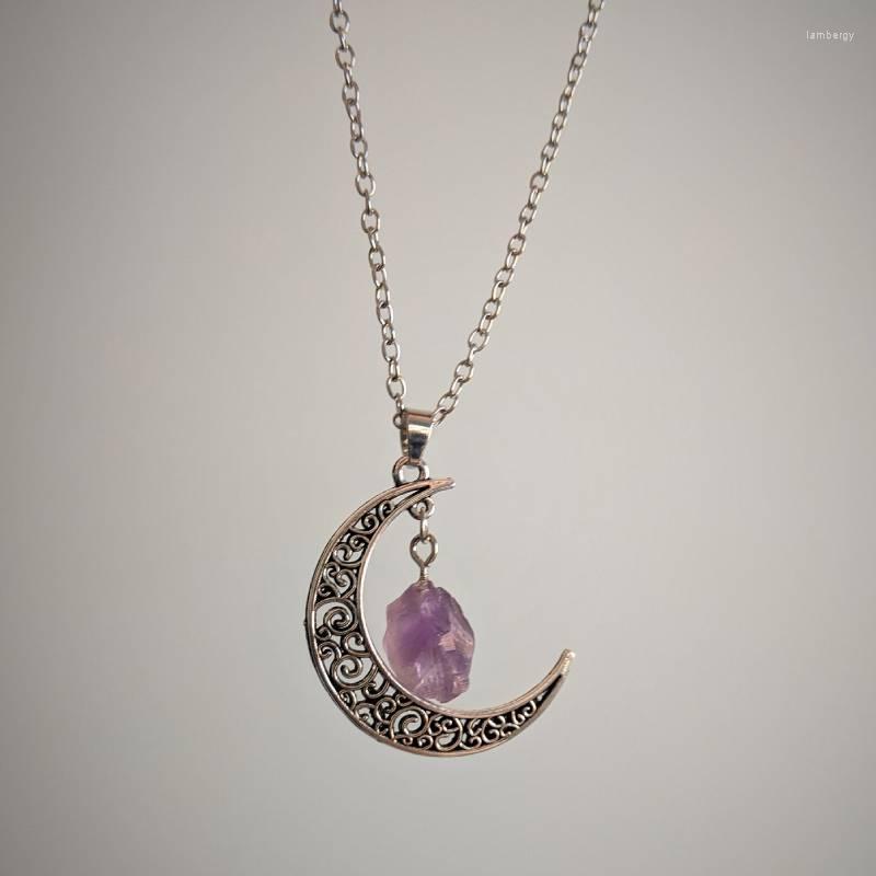 

Chains Gemstone Moon Necklace | Layered Amethyst And