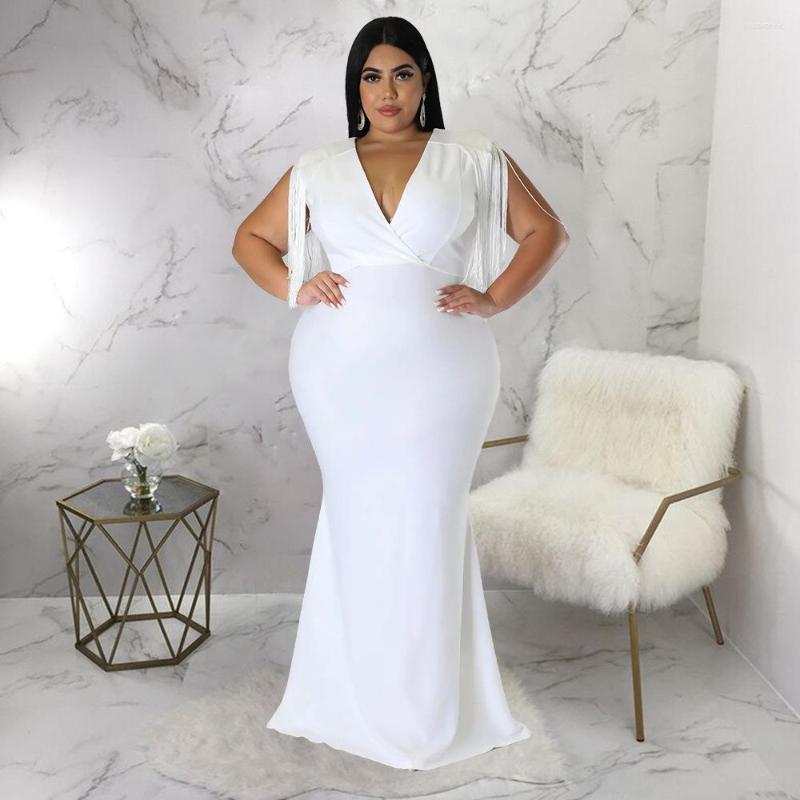 

Ethnic Clothing Elegant African Dresses For Women Plus Size 4XL Tassel Evening Party Long Dress Bodycon Maxi Large Robe Africaine