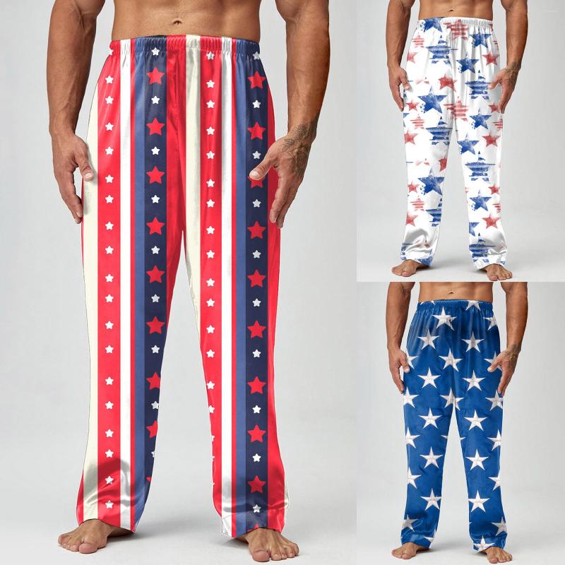 

Men' Sleepwear Men Spring Summer Independence Day Print Pajama Pants Long Casual Mens Scrub With Pockets Simple L, Blue