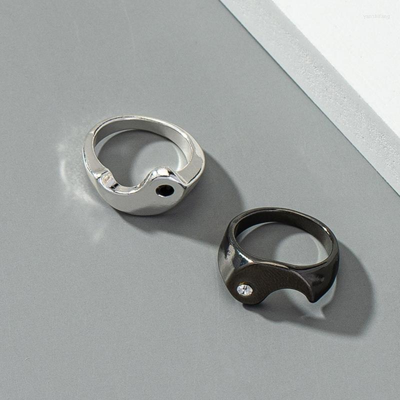 

Cluster Rings 2 Pcs Korean Sister Steampunk Yin Yang Gossip Stacking Comfortable To Wear For Women Lover Friends Gift