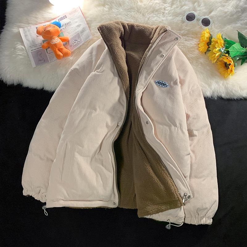 

Women' Trench Coats Women Corduroy Jacket Vintage Lamb Fleece Cotton Parkas Coat 2023 Winter Fashion Thick Warm Clothes Loose Double-sided, Blue