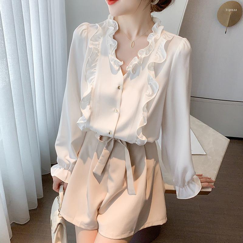 

Women' Blouses Elegant And Youth Woman French Vintage Long Sleeve White Shirt Women' Design High-End Chiffon Shirts