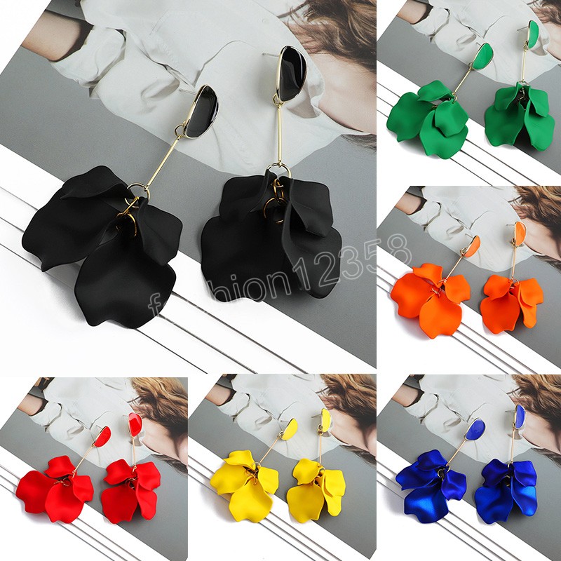 

Vintage Petal Pendientes Piercing Earrings for Women Bohemian Acrylic Rose Flower Tassel Long Dangle Earrings Jewelry Gift
