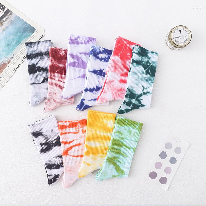 

Women Socks 1Pairs Casual Color Mixing Middle Tube Breathable Soft Tie-dye Craft Sweat-absorbent Four Seasons Trendy Hip-hop, Black
