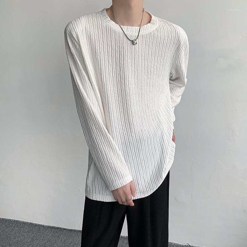 

Men's T Shirts SYUHGFA Style Men's Round Collar T-shirt Loose Long Sleeve Casual Male Shoulder Pad Bottom Shirt 2023 Spring Fashion Top, Black