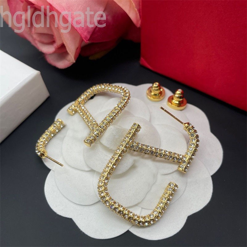 

Attractive diamond earrings luxury earrings stainless steel unique zircons studs famale golden plated orecchini designer earrings iced out with ear holeZB031 F23