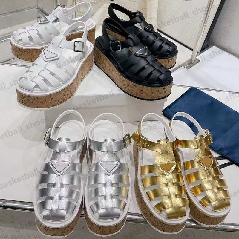 

Summer Woman Rubber Wedge Heel Platform Sandals Shoes Platform Heel Wood Grain Sand Beach Casual Loop Thick Sole Women Metal Buckle Shoes good, Colour 2