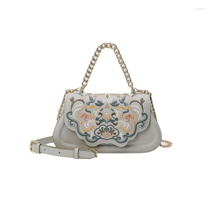 

Evening Bags Chinese Style Niche Exquisite Embroidered High-Grade Chain Handbag Underarm Bag Female Crossbody, Hairpin green gray
