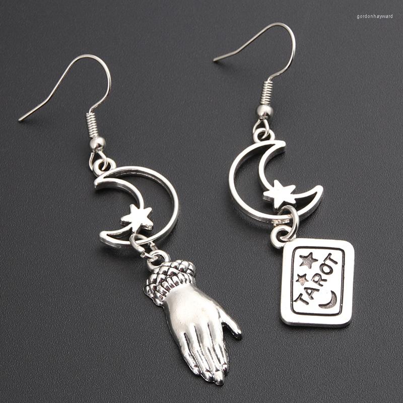 

Dangle Earrings Gothic Moon Star Hand Tarot Earring Jewellery Design Darkness Divination For Alternative Girl Punk Jewelry