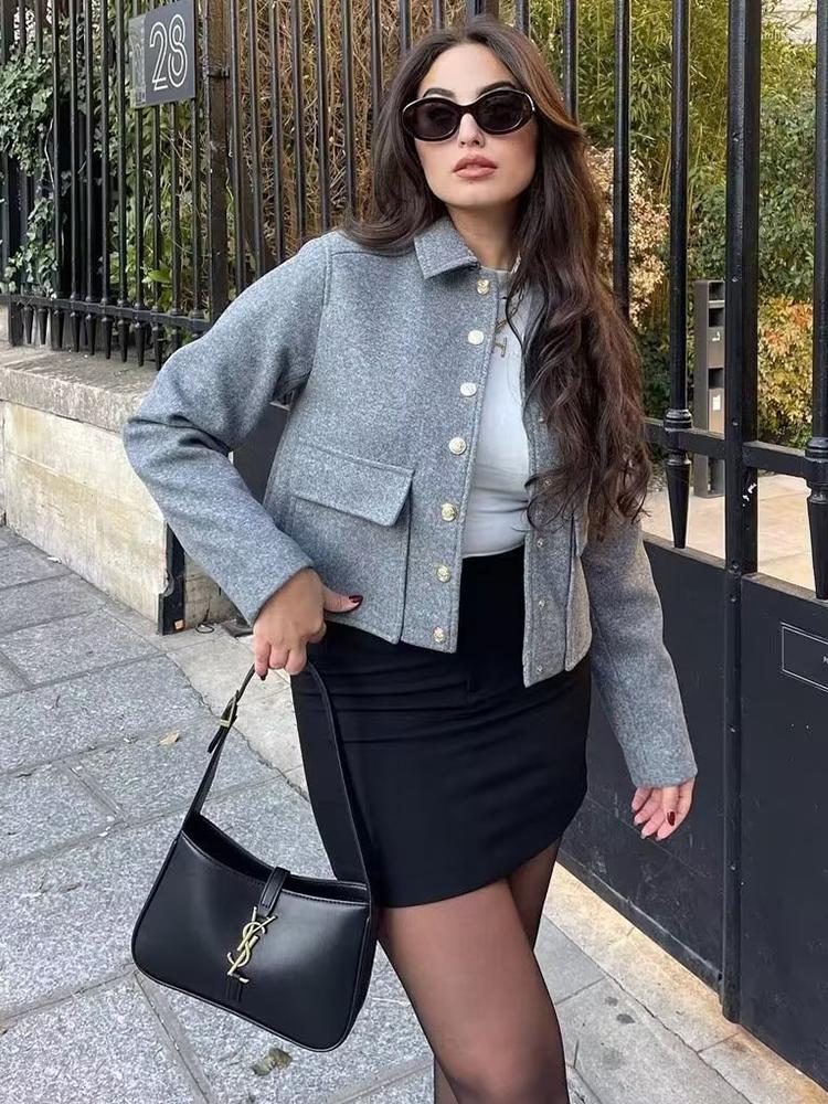 

Women' Jackets Women' Jacket Fashion Gold Breasted Soft Coat Spring Warm Outerwear Tops Female Autumn Casual Grey Coats, Sea blue